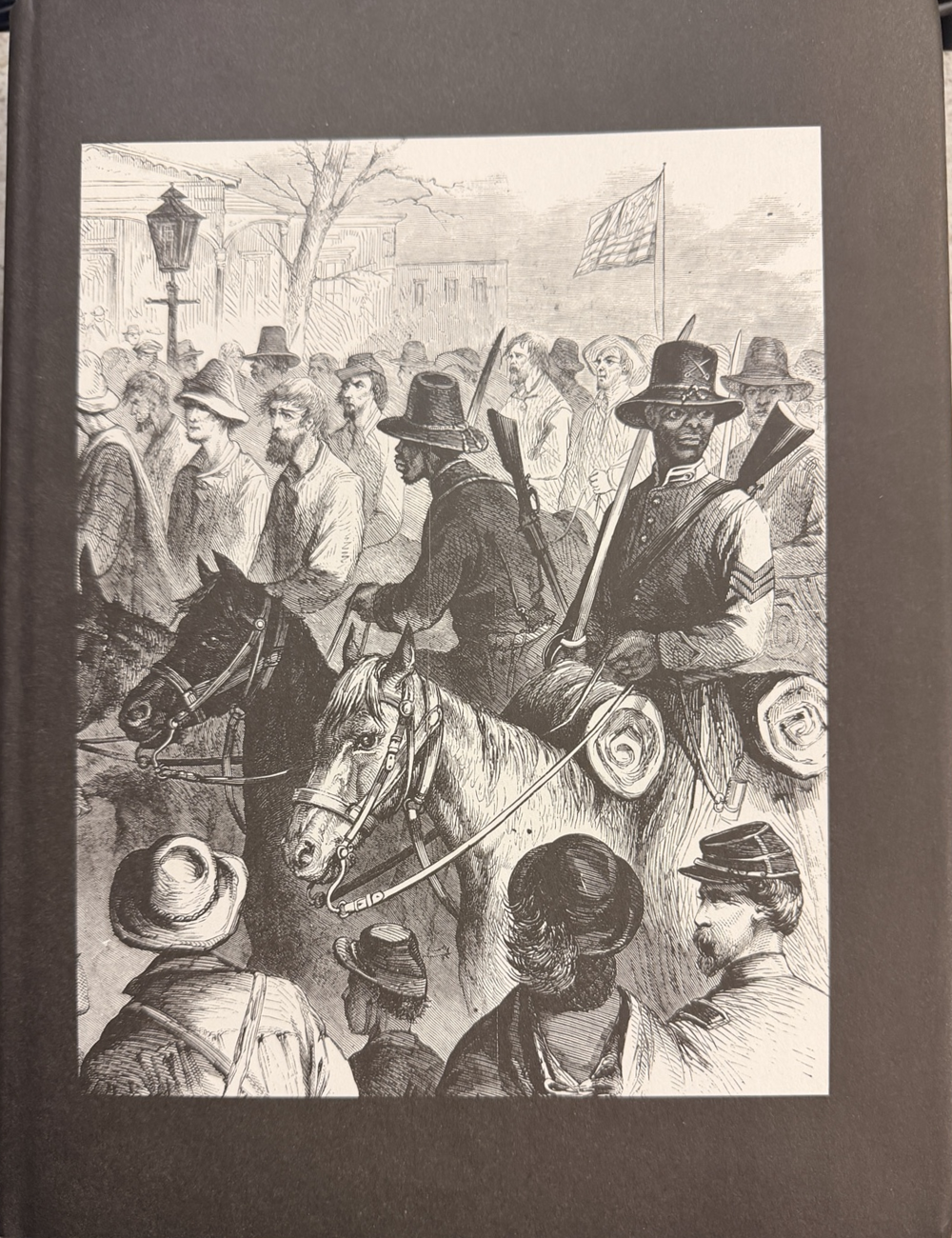 Front board of Black Soldiers, Black Sailors, Black Ink, showing a historical image of a Black mounted soldier; the front is untitled by design.