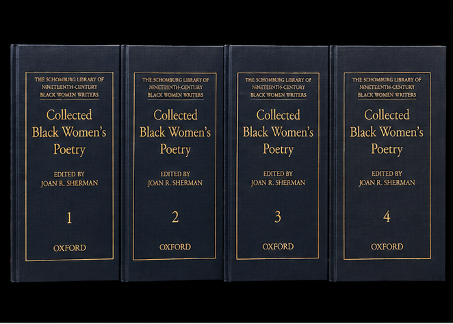 Front covers of Collected Black Women’s Poetry, Volumes 1–4, edited by Joan R. Sherman.