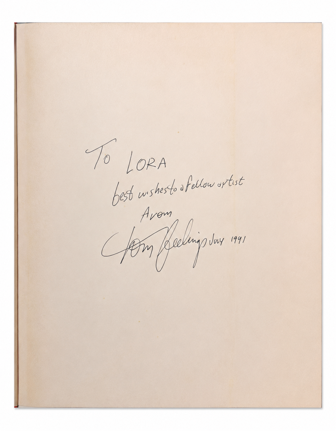 Signed 1991 inscription by Tom Feelings inside Tommy Traveler in the World of Black History.